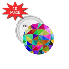 Triangles, Colorful Watercolor Art  Painting 1 75  Buttons (10 Pack)