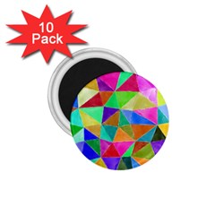 Triangles, Colorful Watercolor Art  Painting 1 75  Magnets (10 Pack) 