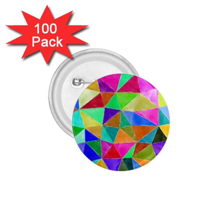 Triangles, colorful watercolor art  painting 1.75  Buttons (100 pack) 