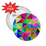 Triangles, colorful watercolor art  painting 2.25  Buttons (10 pack)  Front