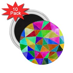 Triangles, Colorful Watercolor Art  Painting 2 25  Magnets (10 Pack) 