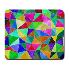 Triangles, Colorful Watercolor Art  Painting Large Mousepads