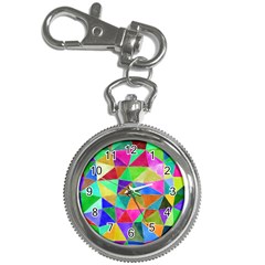 Triangles, Colorful Watercolor Art  Painting Key Chain Watches by picsaspassion