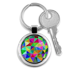 Triangles, Colorful Watercolor Art  Painting Key Chains (round) 