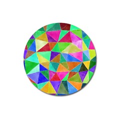 Triangles, Colorful Watercolor Art  Painting Magnet 3  (round)