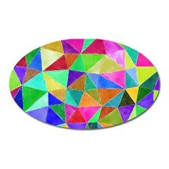 Triangles, Colorful Watercolor Art  Painting Oval Magnet by picsaspassion