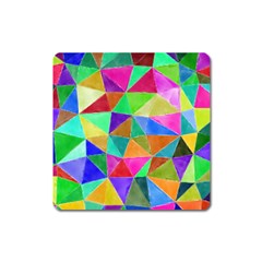 Triangles, Colorful Watercolor Art  Painting Square Magnet