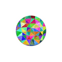 Triangles, Colorful Watercolor Art  Painting Golf Ball Marker