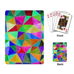 Triangles, Colorful Watercolor Art  Painting Playing Card by picsaspassion