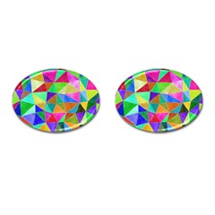 Triangles, Colorful Watercolor Art  Painting Cufflinks (oval)