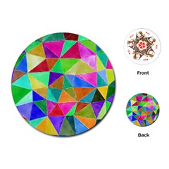 Triangles, Colorful Watercolor Art  Painting Playing Cards (round) 