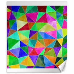 Triangles, Colorful Watercolor Art  Painting Canvas 8  X 10 