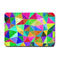 Triangles, Colorful Watercolor Art  Painting Small Doormat 