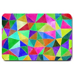 Triangles, Colorful Watercolor Art  Painting Large Doormat 