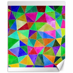 Triangles, Colorful Watercolor Art  Painting Canvas 11  X 14  