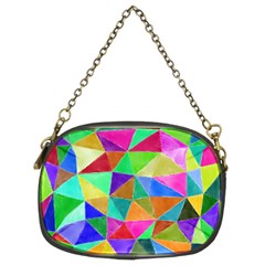 Triangles, Colorful Watercolor Art  Painting Chain Purses (two Sides) 