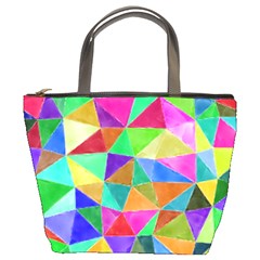 Triangles, Colorful Watercolor Art  Painting Bucket Bags