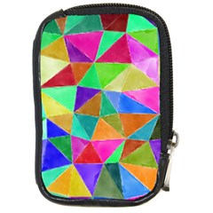 Triangles, Colorful Watercolor Art  Painting Compact Camera Cases by picsaspassion