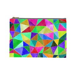 Triangles, Colorful Watercolor Art  Painting Cosmetic Bag (large) 