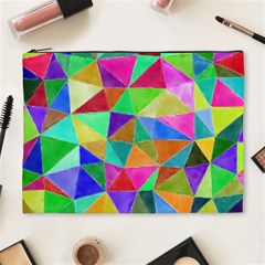 Triangles, Colorful Watercolor Art  Painting Cosmetic Bag (xl)