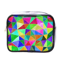 Triangles, Colorful Watercolor Art  Painting Mini Toiletries Bags