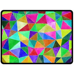 Triangles, Colorful Watercolor Art  Painting Fleece Blanket (large)  by picsaspassion