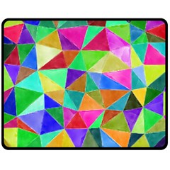 Triangles, Colorful Watercolor Art  Painting Fleece Blanket (medium) 