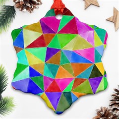 Triangles, Colorful Watercolor Art  Painting Ornament (snowflake) 