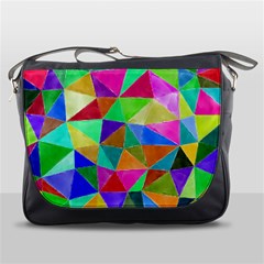 Triangles, Colorful Watercolor Art  Painting Messenger Bags