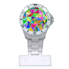 Triangles, Colorful Watercolor Art  Painting Plastic Nurses Watch by picsaspassion