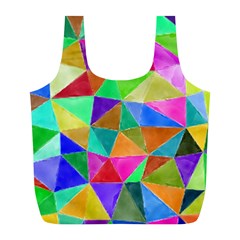 Triangles, Colorful Watercolor Art  Painting Full Print Recycle Bags (l) 