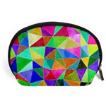 Triangles, colorful watercolor art  painting Accessory Pouches (Large)  Front