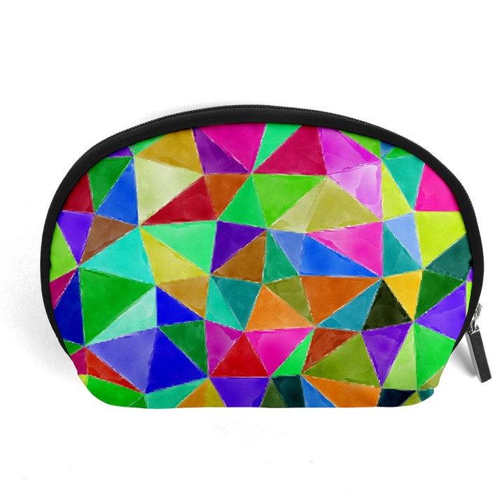 Triangles, colorful watercolor art  painting Accessory Pouches (Large) 