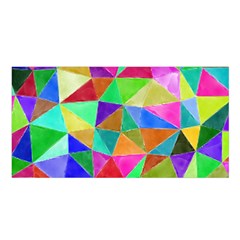 Triangles, Colorful Watercolor Art  Painting Satin Shawl by picsaspassion