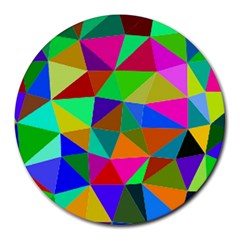 Colorful Triangles, Oil Painting Art Round Mousepads by picsaspassion