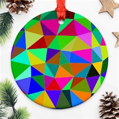 Colorful Triangles, Oil Painting Art Ornament (round) 