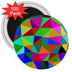 Colorful Triangles, Oil Painting Art 3  Magnets (100 Pack)