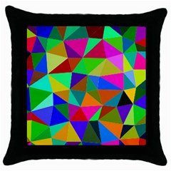 Colorful Triangles, Oil Painting Art Throw Pillow Case (black)