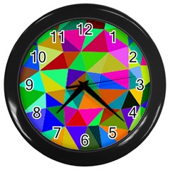 Colorful Triangles, Oil Painting Art Wall Clocks (black)