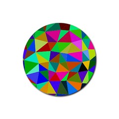 Colorful Triangles, Oil Painting Art Rubber Coaster (round)  by picsaspassion