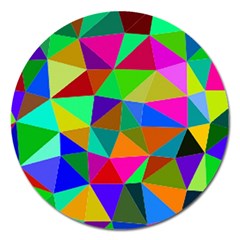 Colorful Triangles, Oil Painting Art Magnet 5  (round)