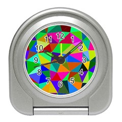 Colorful Triangles, Oil Painting Art Travel Alarm Clocks