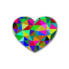 Colorful Triangles, Oil Painting Art Heart Coaster (4 Pack) 