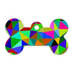 Colorful Triangles, Oil Painting Art Dog Tag Bone (one Side)