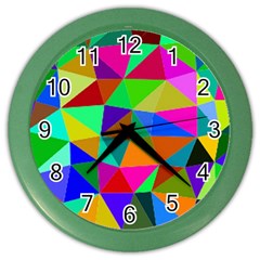 Colorful Triangles, Oil Painting Art Color Wall Clocks