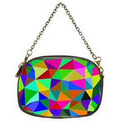 Colorful Triangles, Oil Painting Art Chain Purses (one Side) 