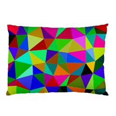 Colorful Triangles, Oil Painting Art Pillow Case