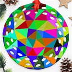 Colorful Triangles, oil painting art Ornament (Round Filigree)  Front