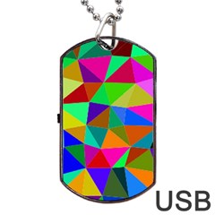 Colorful Triangles, Oil Painting Art Dog Tag Usb Flash (one Side) by picsaspassion