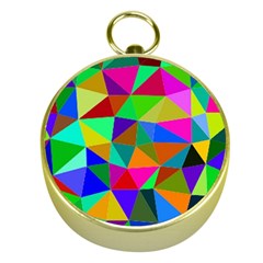 Colorful Triangles, Oil Painting Art Gold Compasses